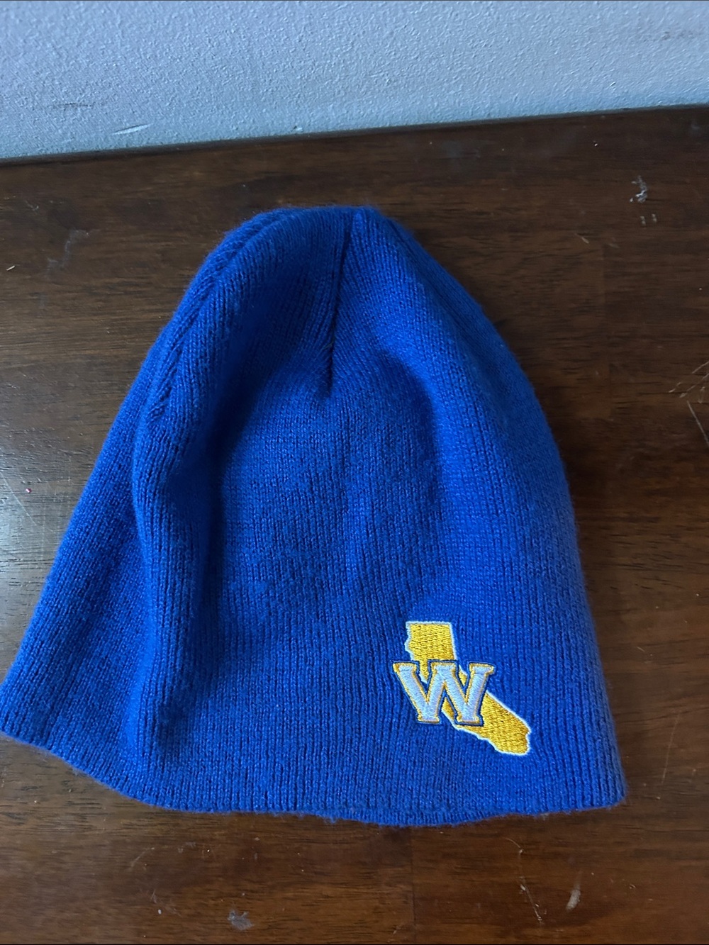 adidas Kids Golden State Warriors Royal Blue Beanie with Yellow Logo